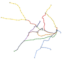 Geographische Karte der U-Bahn in Sydney.